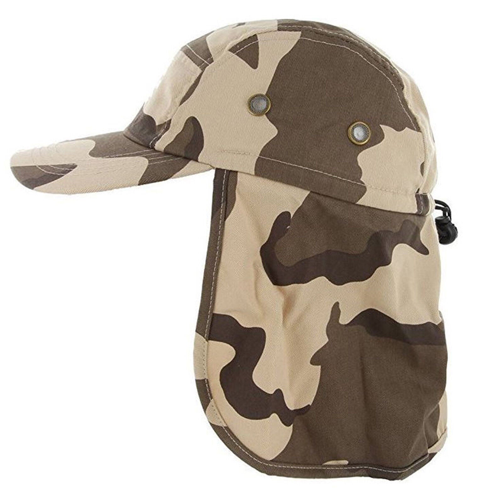 Baseball Cap Camping Boonie Fishing Ear Flap Sun Neck Cover Visor Camo Army Hat