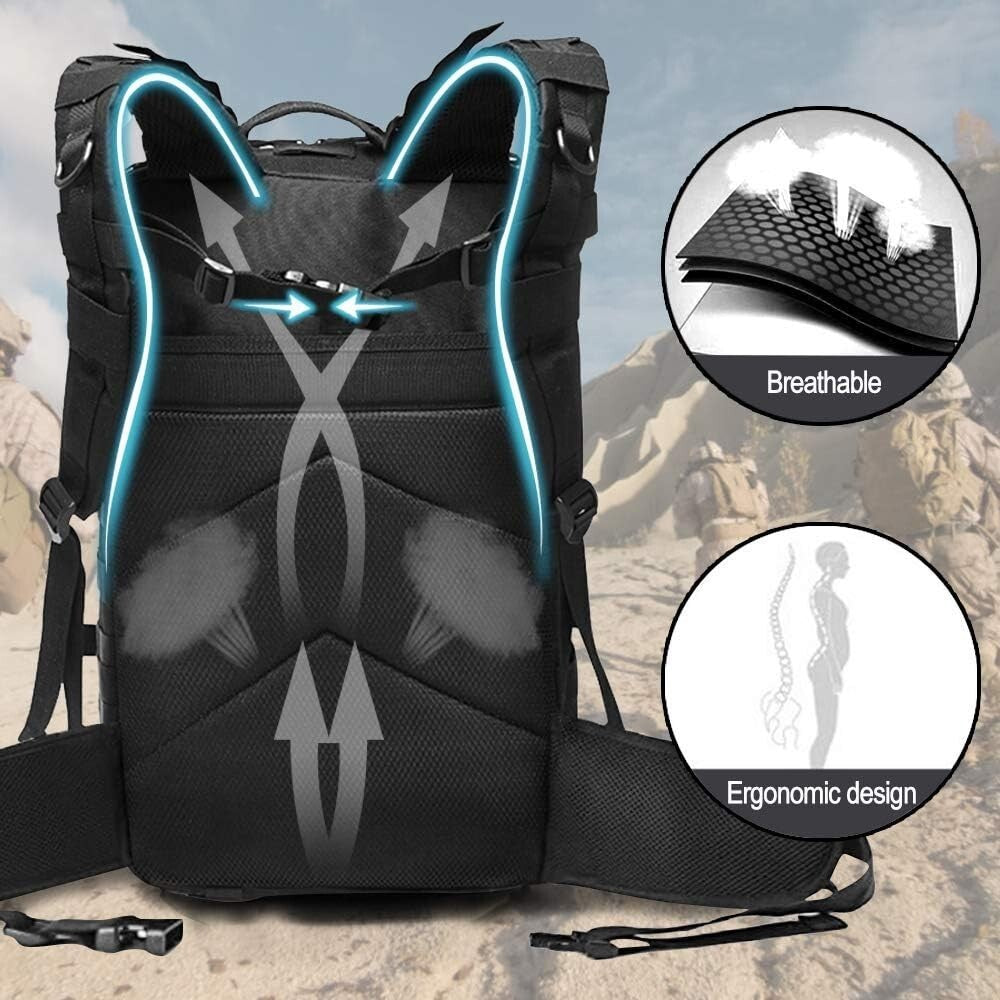 30L Military Tactical Backpack – Durable Black Rucksack for Camping, Hiking & Outdoor Adventures