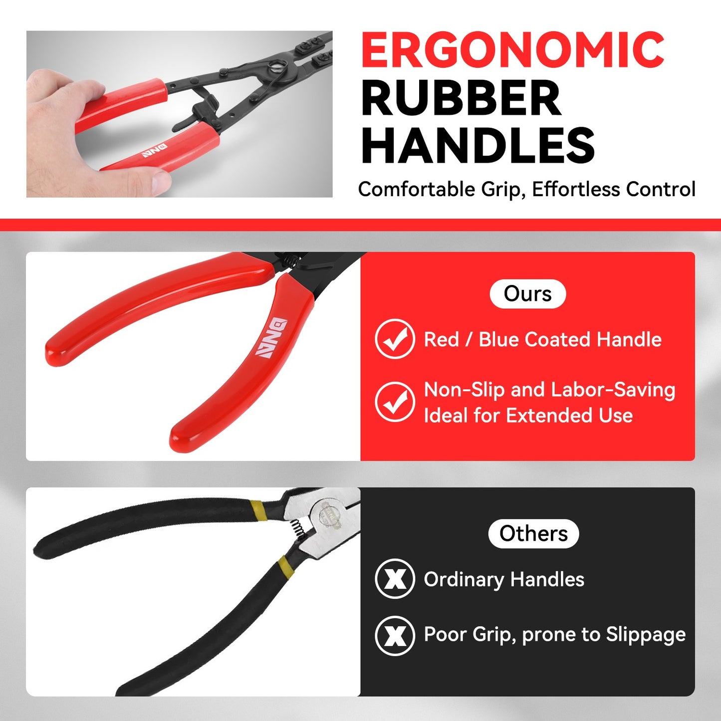 [2Pcs] 10" Circlip Plier Set Heavy Duty Internal External Snap Ring Pliers Kit