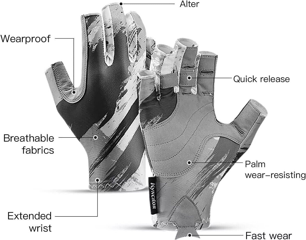  Fishing Gloves UV Sun Protection Gloves Fingerless Gloves for Men Women UPF50+