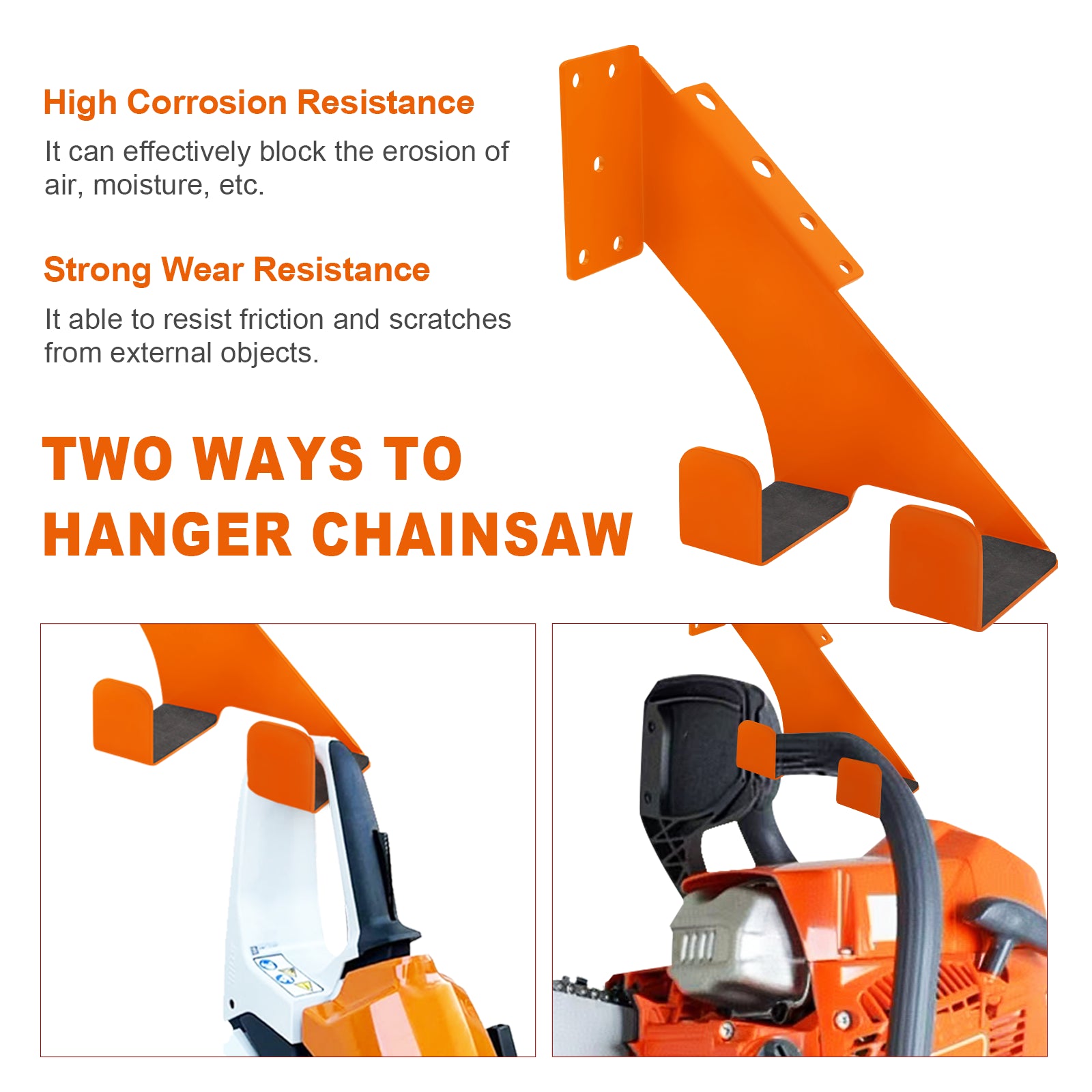 3In1 10" Heavy Duty Holder Chainsaw Holder  Chainsaw Wall Mount 10 Gauge Steel Chain 1PC