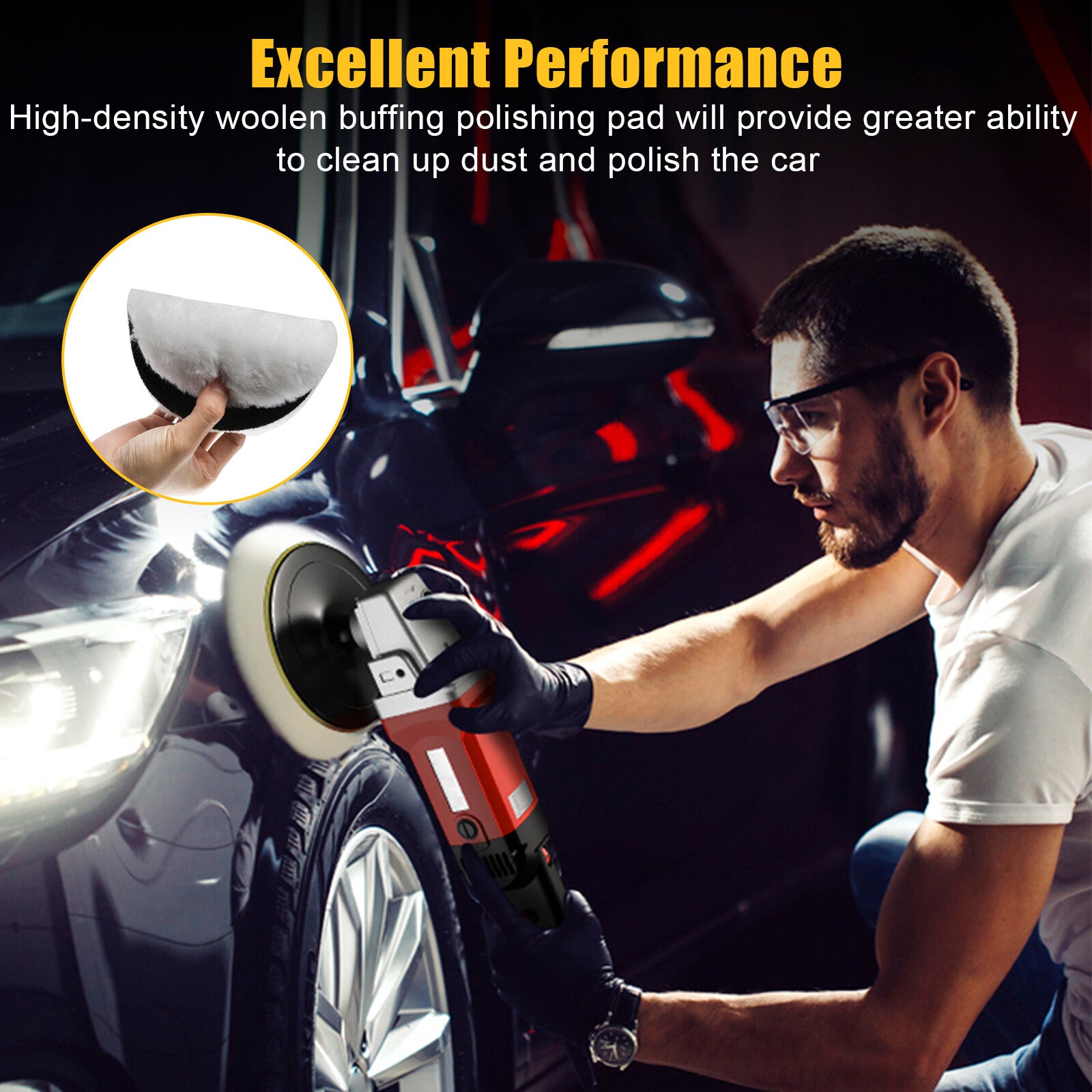 5X 6" Car Polishing Pads Buffing Wool Wheel Mop Kit Bonnet Buffer Pad Polisher
