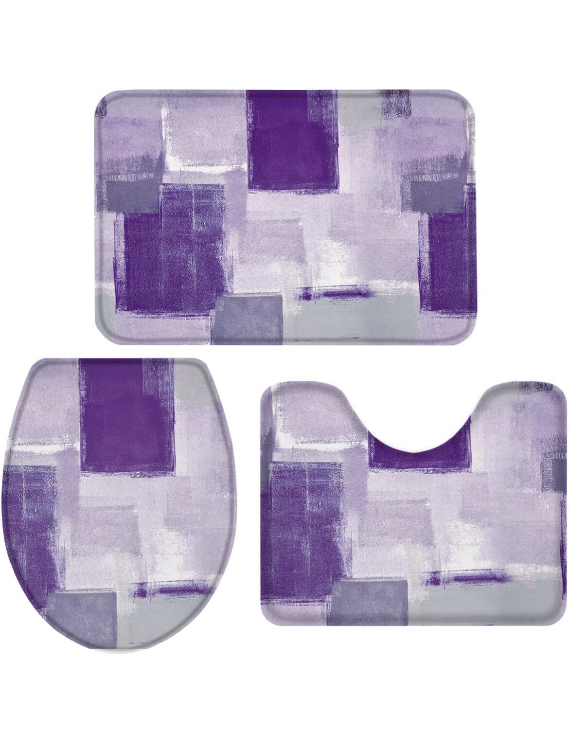 Bathroom Rugs Sets 3 Piece with Toilet Cover U Shaped Toilet Rug