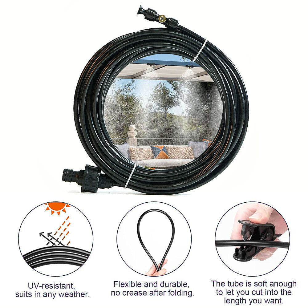Outdoor Patio Water Mister Nozzle Misting Cooling System Fan Cooler 30FT/50FT