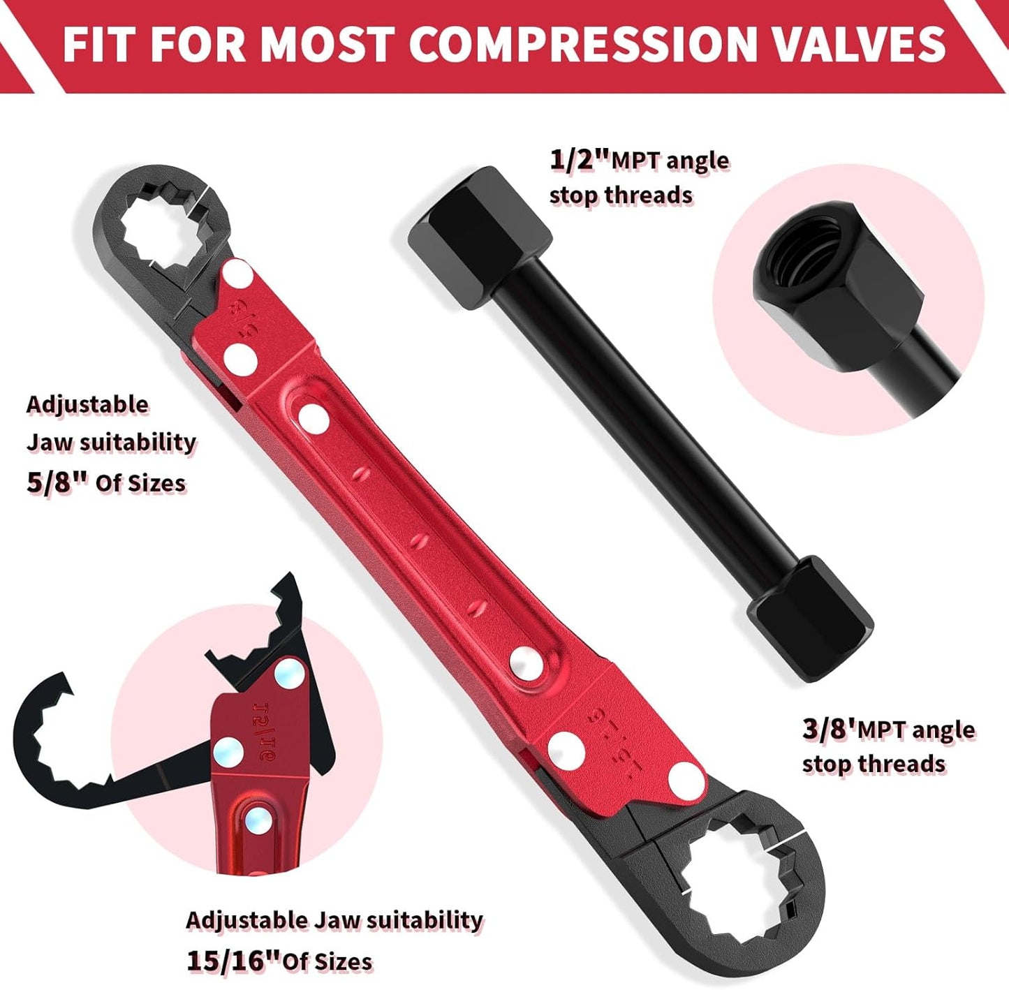 Plumbing Tools Plumbers wrench Angle Stop Removal Tool for professional plumber New Compression Angle Stop and Removing Compression Ring