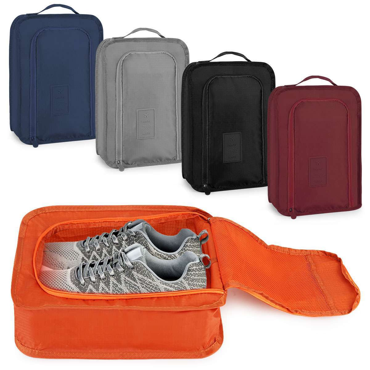Golf Shoes Bag Zipped Sports Bag Shoe Carrying Case Breathable W/ Top-Handle