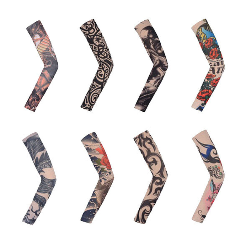 8PC Tattoo Cooling Arm Sleeves Cover Basketball Golf Sport UV Sun Protection