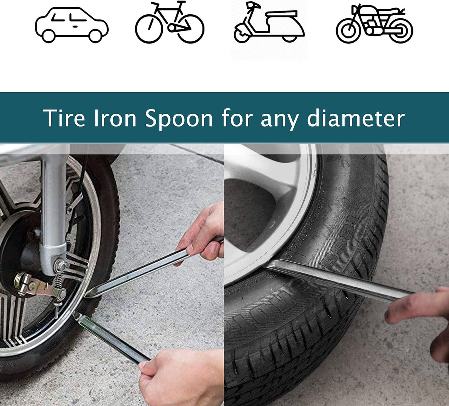 Motorcycle Tire Spoon Iron Lever Tool Changing Repair Bar Kit with Rim Protector