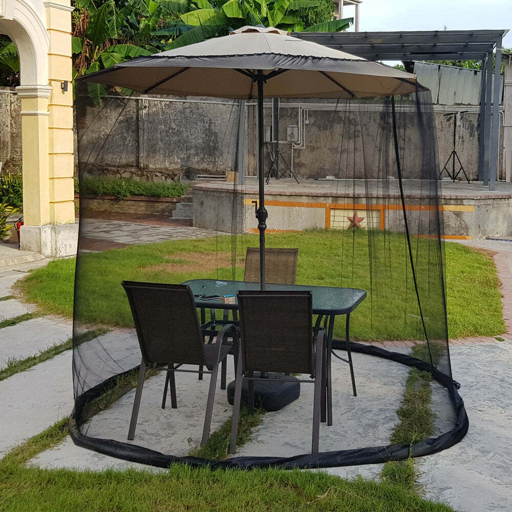 9Ft Patio Umbrella Bug Screen W/Zipper Door and Polyester Netting(Net ONLY)