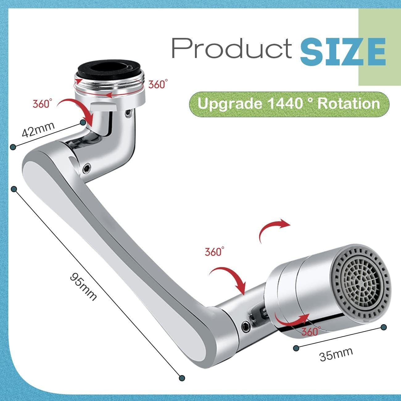 Universal 1440° Swivel Extension Faucet Rotate Robotic Arm Tap Extenders 2 Mode