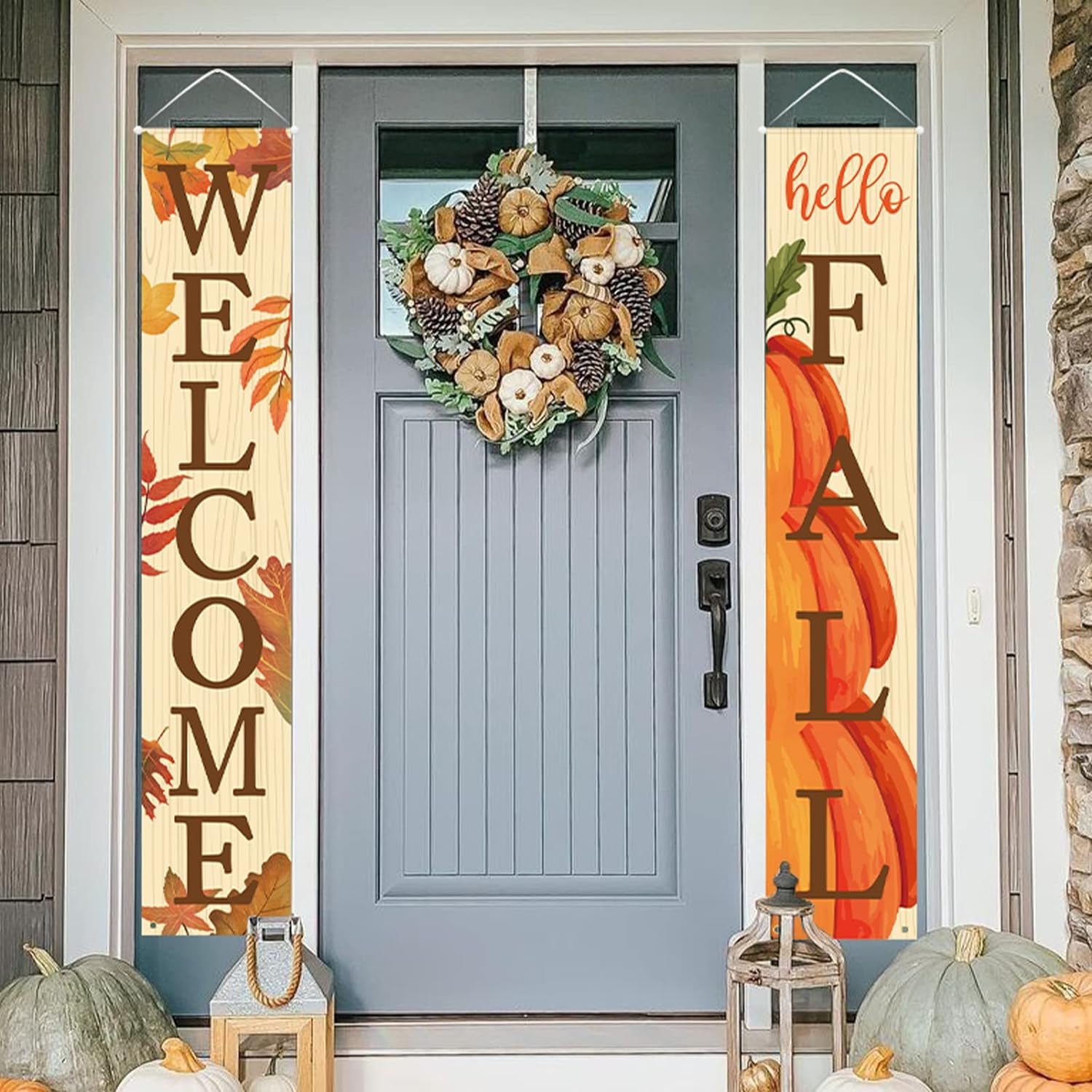 Fall Decor Fall Decorations for Home Welcome & Hello Fall Signs for Front Door Harvest Decoration 