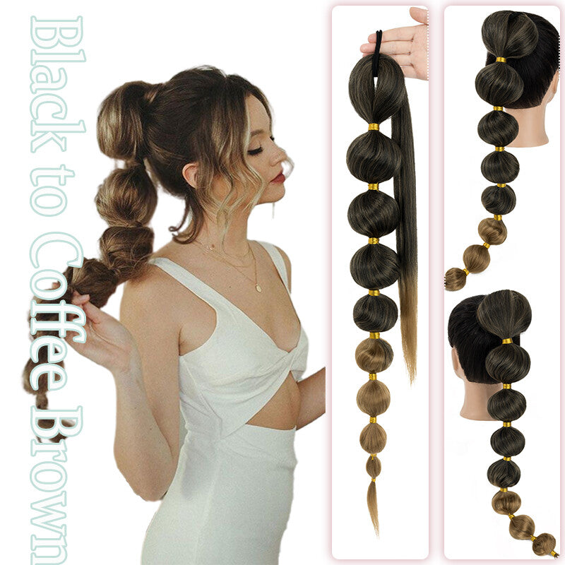 Natural as Human Braids Ponytail Wrap Bubble Thick Braiding Hair Extensions 34In