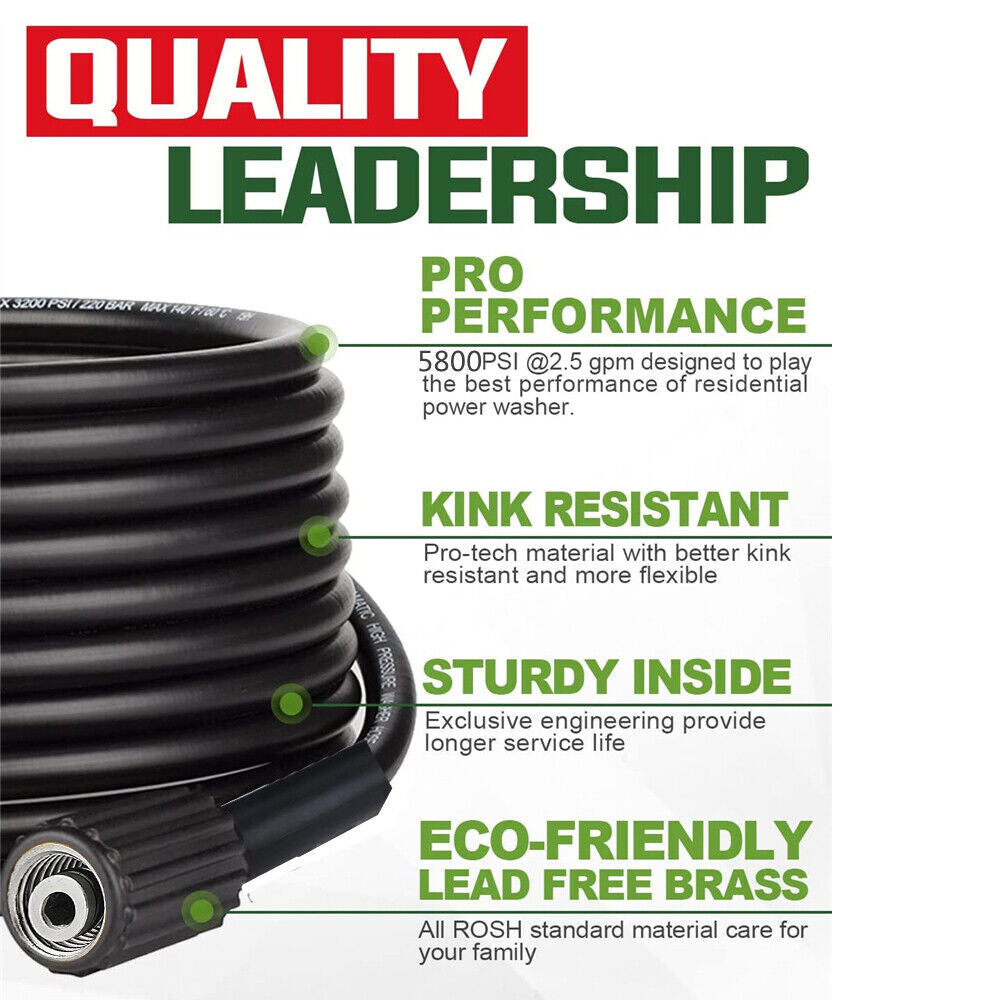 50FT High-Pressure Power Washer Hose – 5800 PSI M22 14mm Extension Replacement Hose for Pressure Washers
