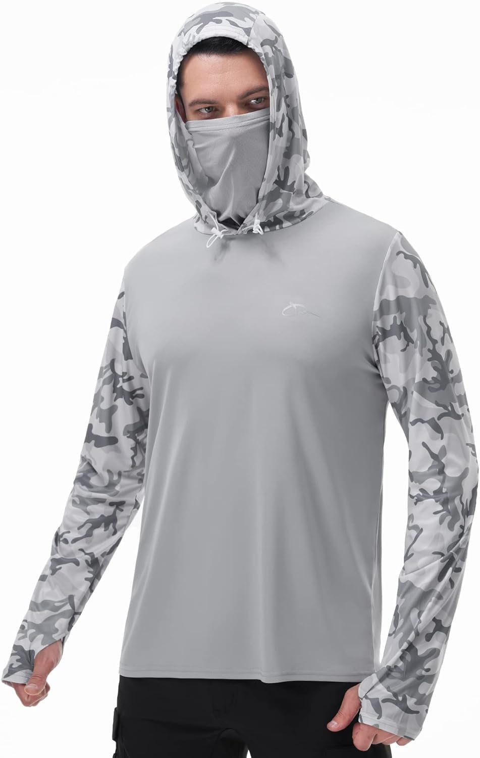 Men'S Performance Fishing Hoodie Shirt - UPF 50+ UV Sun Protection Long Sleeve Shirts with Mesh Face Mask