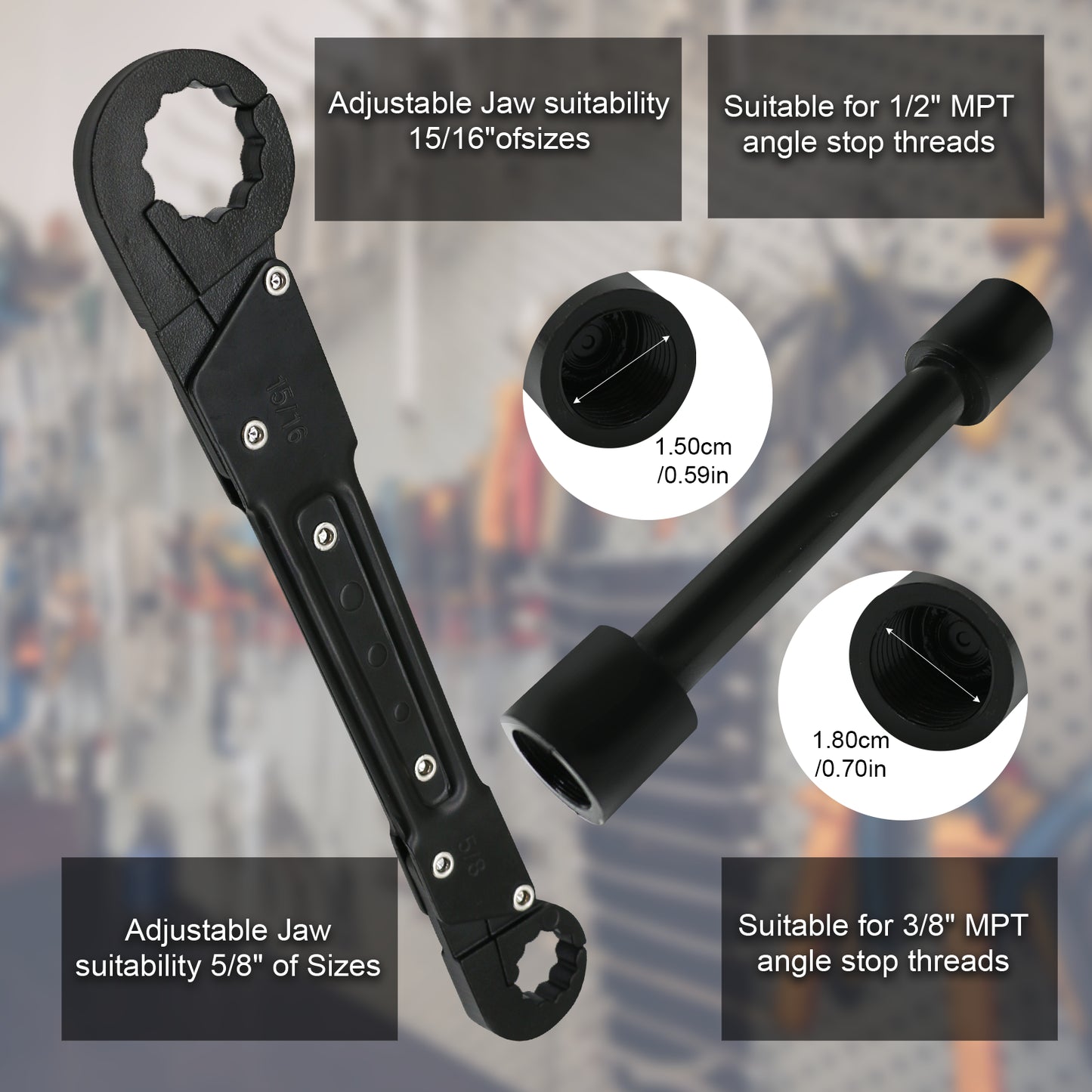 Multi-Use Angle Stop Wrench – Plumbing Tool Kit for Installation & Removal Tasks