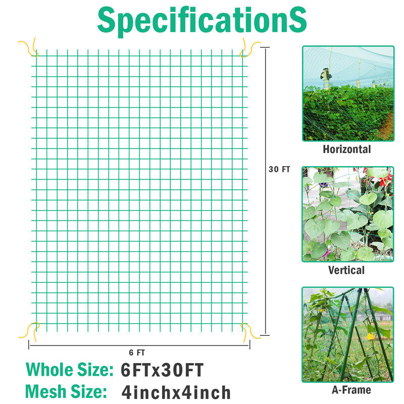 6/50Ft Garden Plant Trellis Netting Heavy Duty Mesh Netting for Climbing Plants