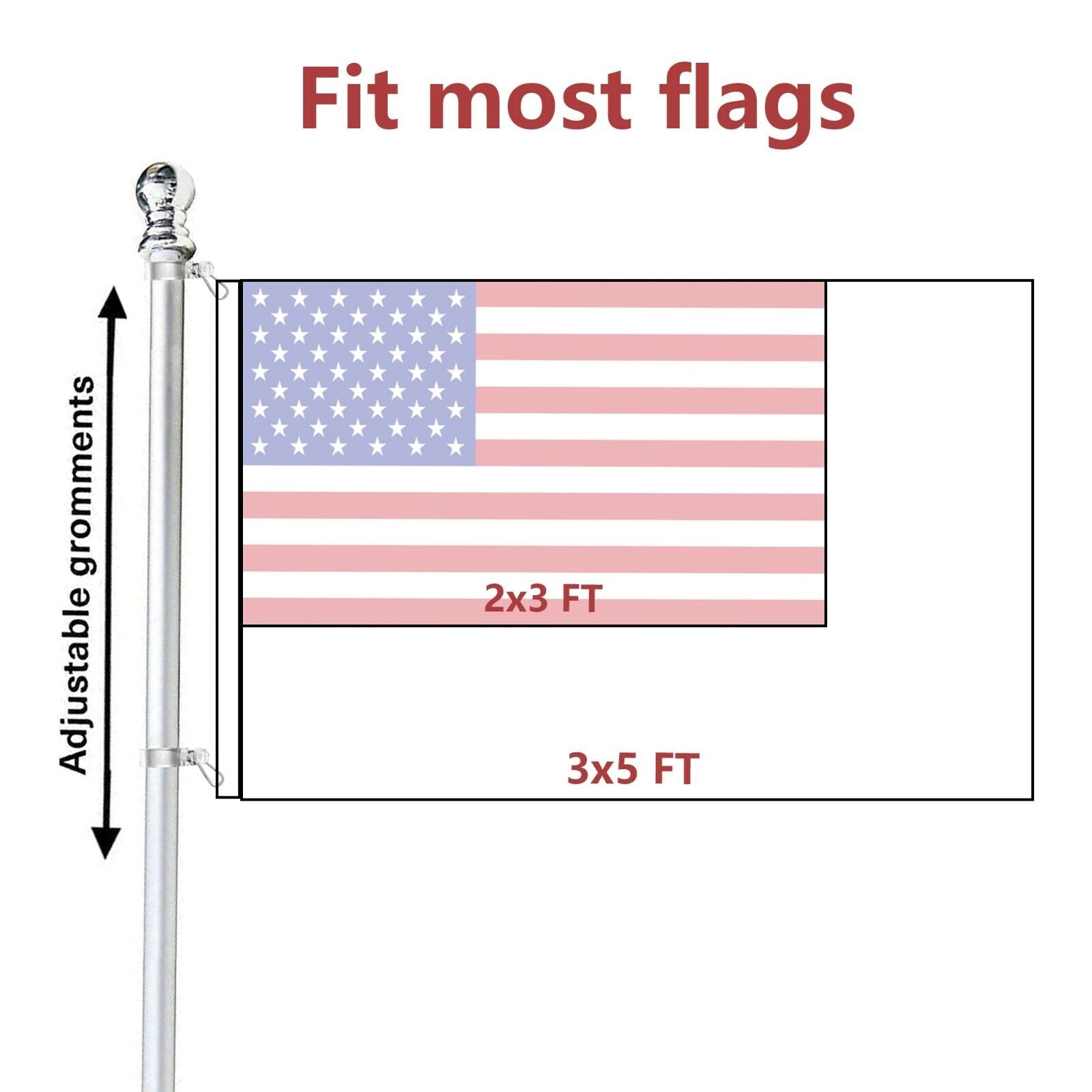Tangle Free Spinning Flag Pole Aluminum 6FT Durable Rust Free Wind Resistant Kit
