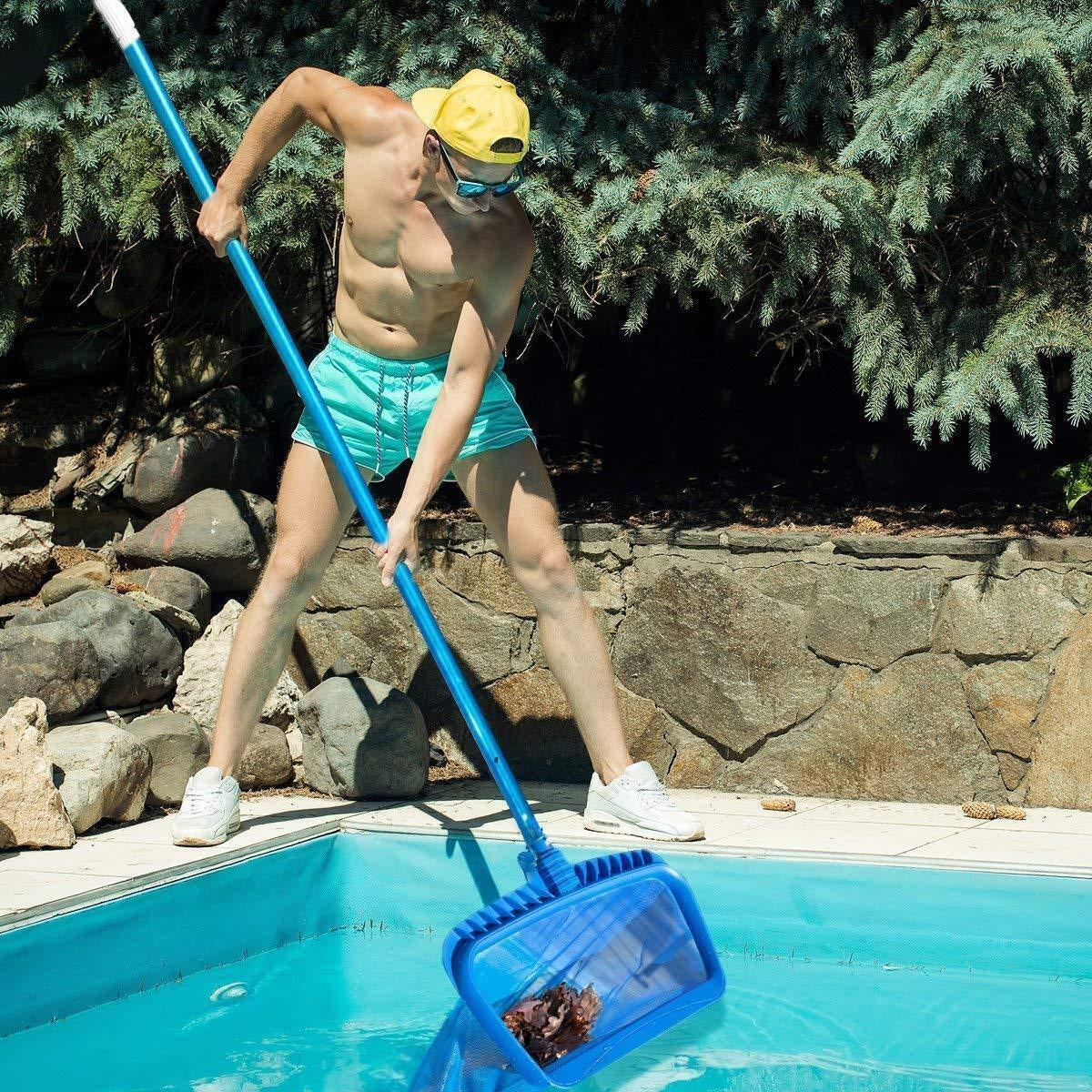 Heavy Duty Pool Skimmer Leaf Rake Net Scooper, Cleaning Swimming Pool, Fine Mesh