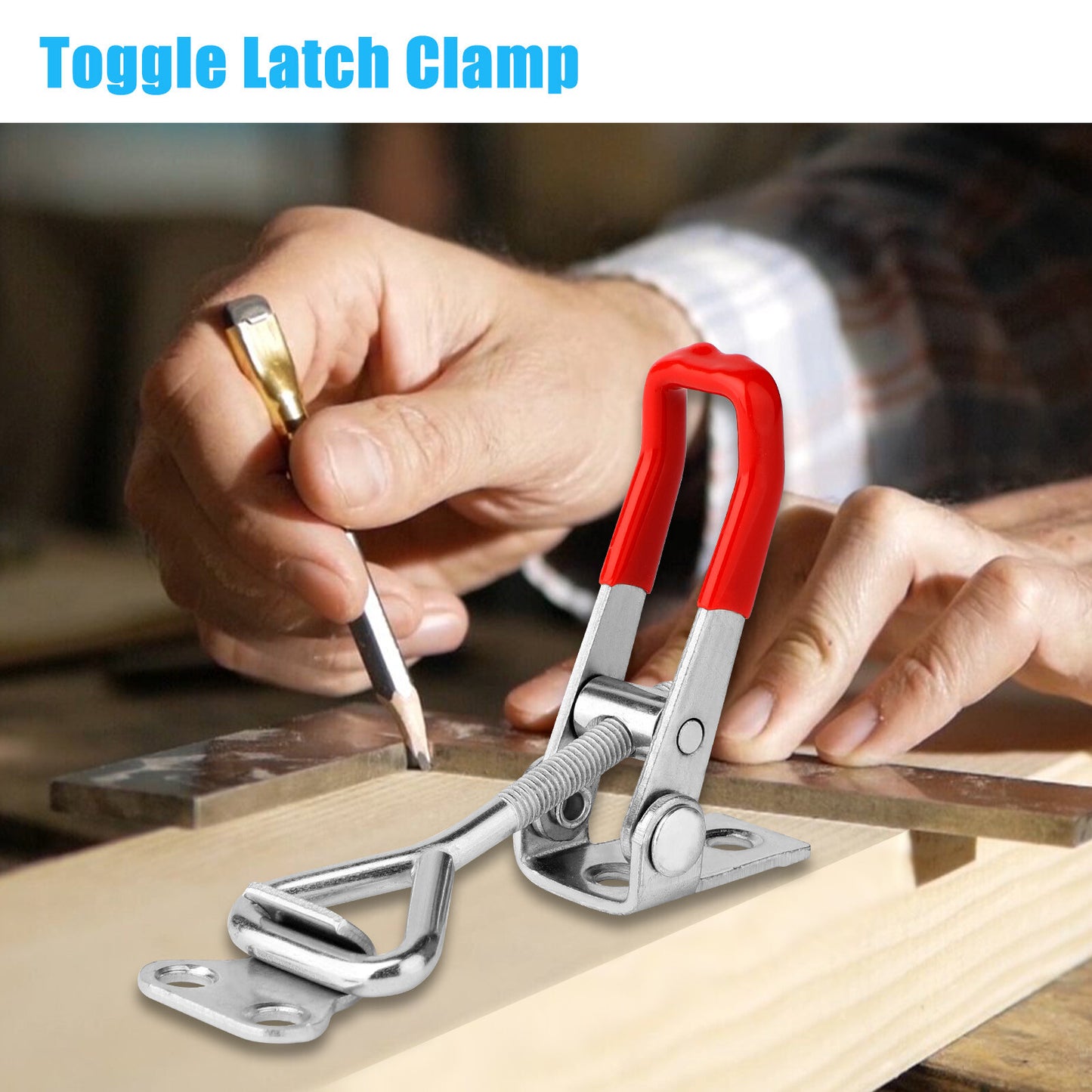 2PCS Heavy Duty Steel Toggle Latch Catches Adjustable Lock Clamp for Boxes Case