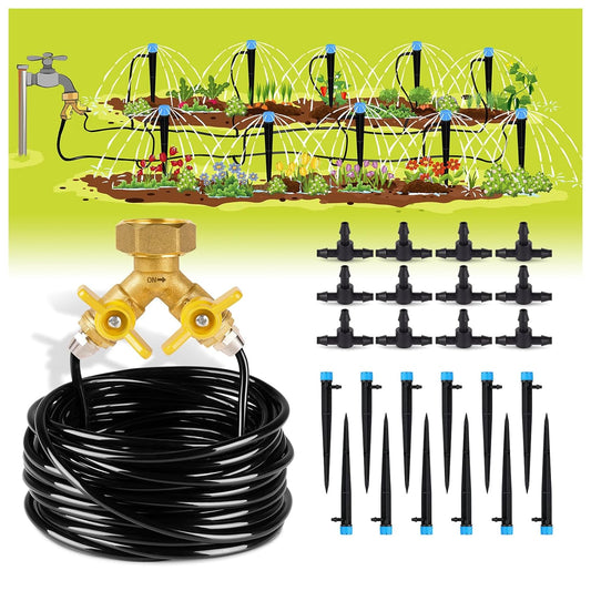 50ft Drip Irrigation Kit Plant Watering System DIY Automatic Irrigation Equipment Set for Garden Greenhouse