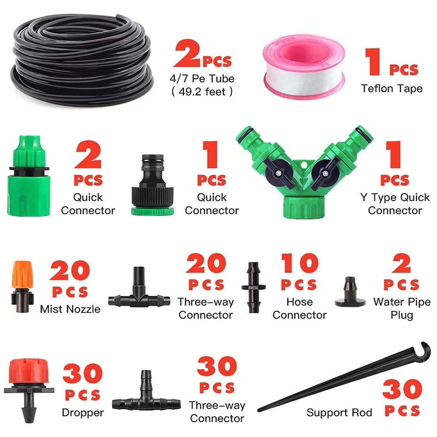 100Ft Misting Cooling Outdoor System Patio Garden Mister Nozzle Water Irrigation