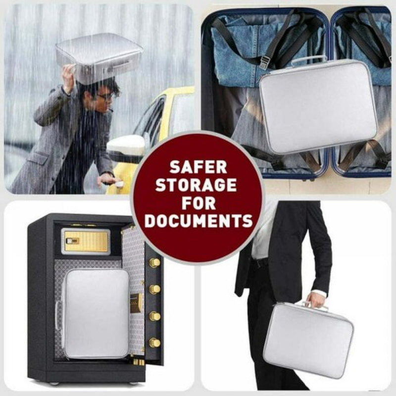 2000℉ Large Fireproof Document Box with Lock File Storage Waterproof Safe Bag