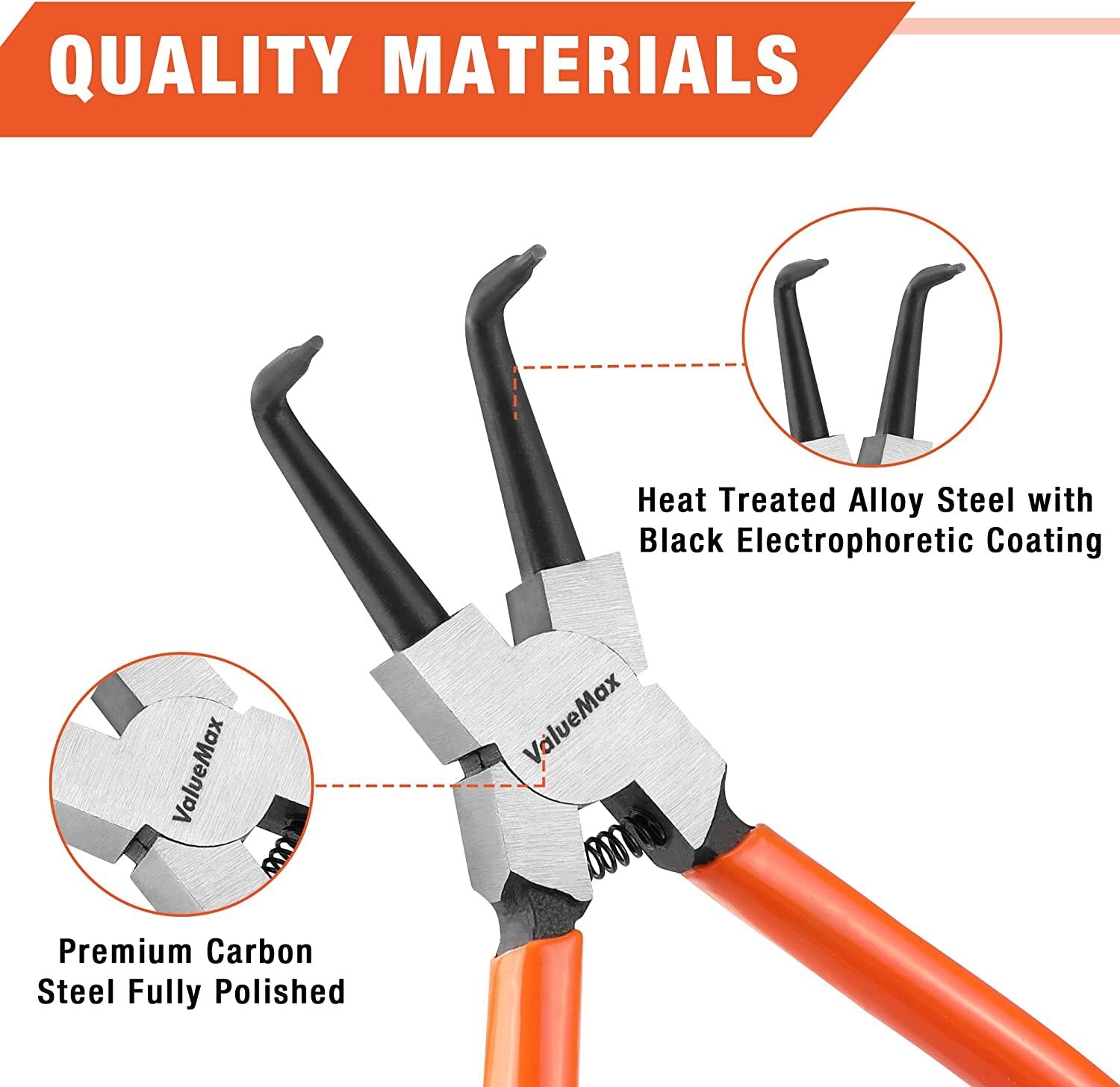 4 Pc Heavy Duty 7" Circlip Plier Snap Ring Pliers External Internal Kit W/ Pouch