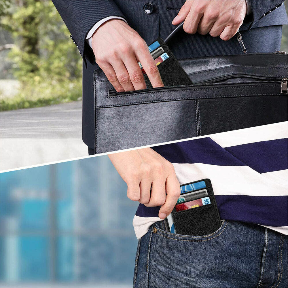 Mens RFID Blocking Leather Slim Wallet Money Credit Card Slots Coin Holder