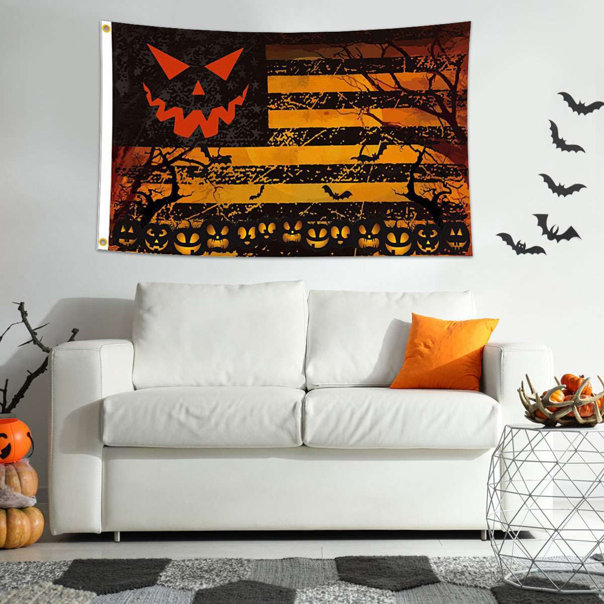 3X5 Ft Scary Halloween Flags American Pumpkin Flag, HALLOWEEN 3X5' FLAG BANNER