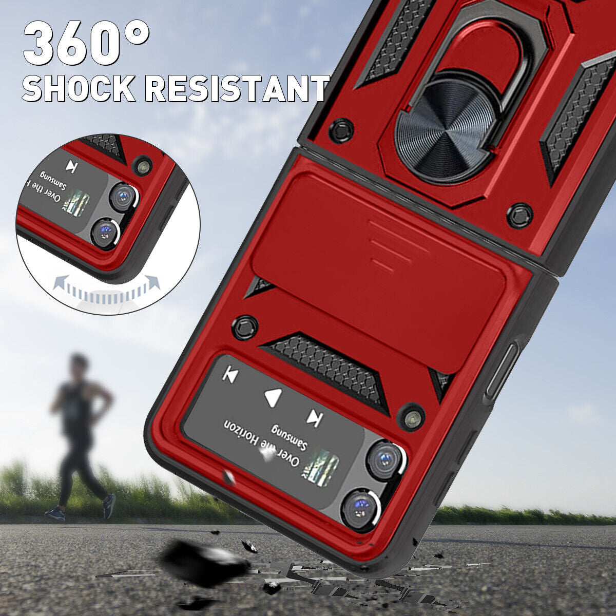 Shockproof Case For Samsung Galaxy Z Flip6 Flip5 4 Case Shockproof Stand Slide Camera Ring Cover