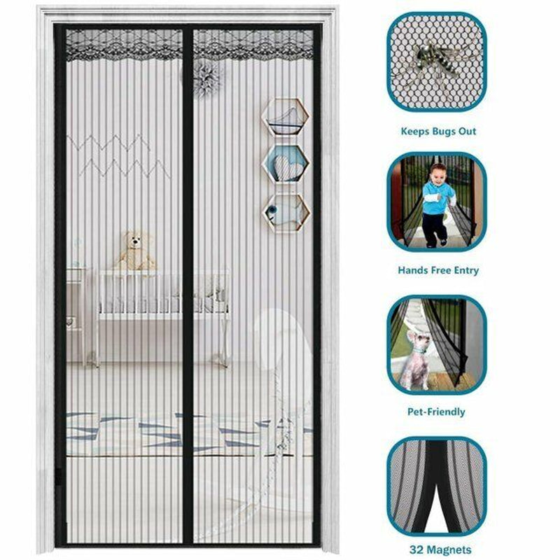 Heavy Duty Magnetic Screen Door Mesh Curtain Durable  Mosquito Net Bug Hands Free