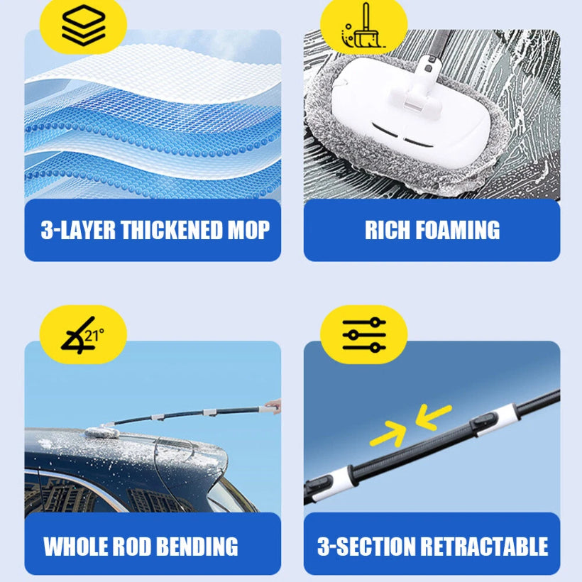 Microfiber Car Wash Brush Cleaning Mop Auto Truck 47 Long Handle Extension