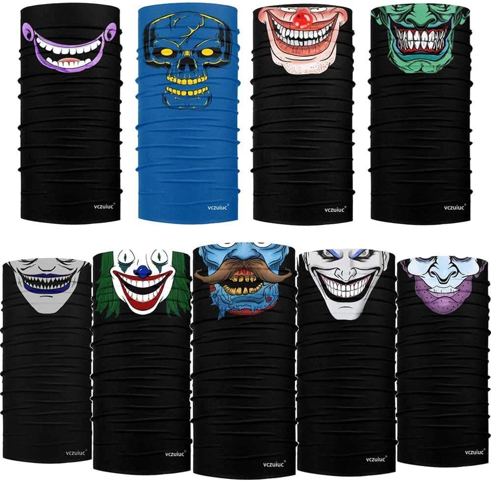 9pcs Headwear Bandana Head Wrap Face Scarf Mask Neck Warmer Balaclava for Sports