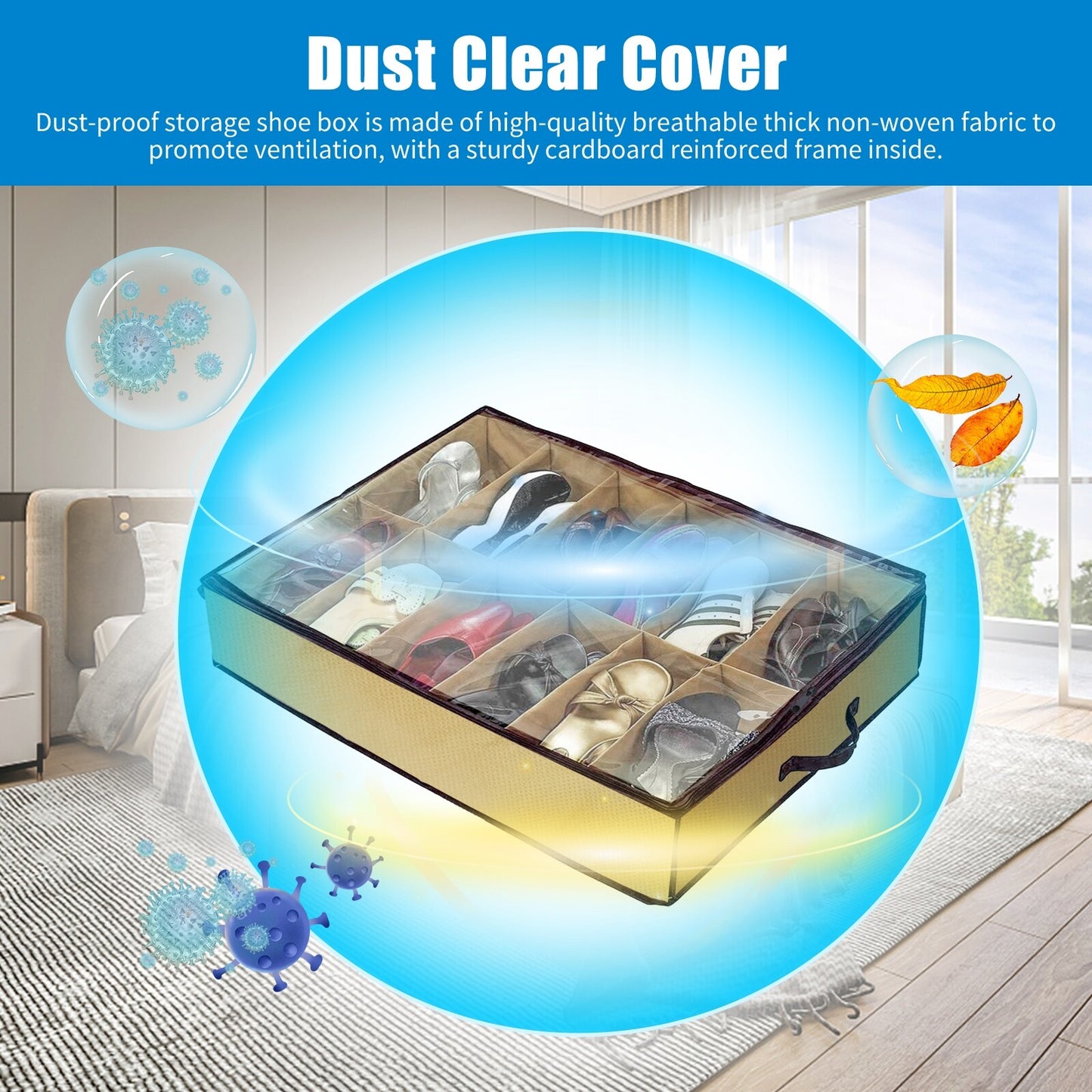 Shoe Organizer Set of 2 under Bed Wardrobe Storage Box Zipper Cover Bag 24 Pairs