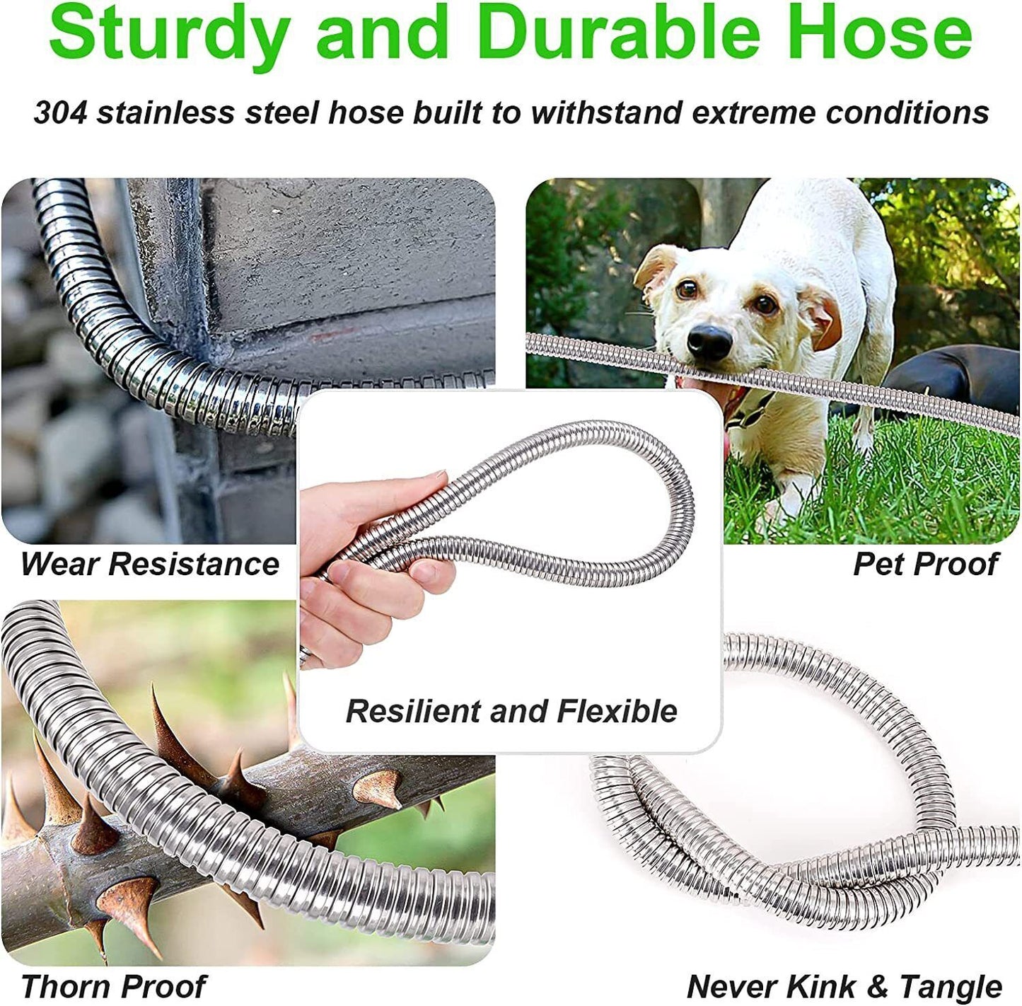 Stainless Steel Metal Garden Water Hose Flexible Heavy Duty Pipe 25FT / 50FT