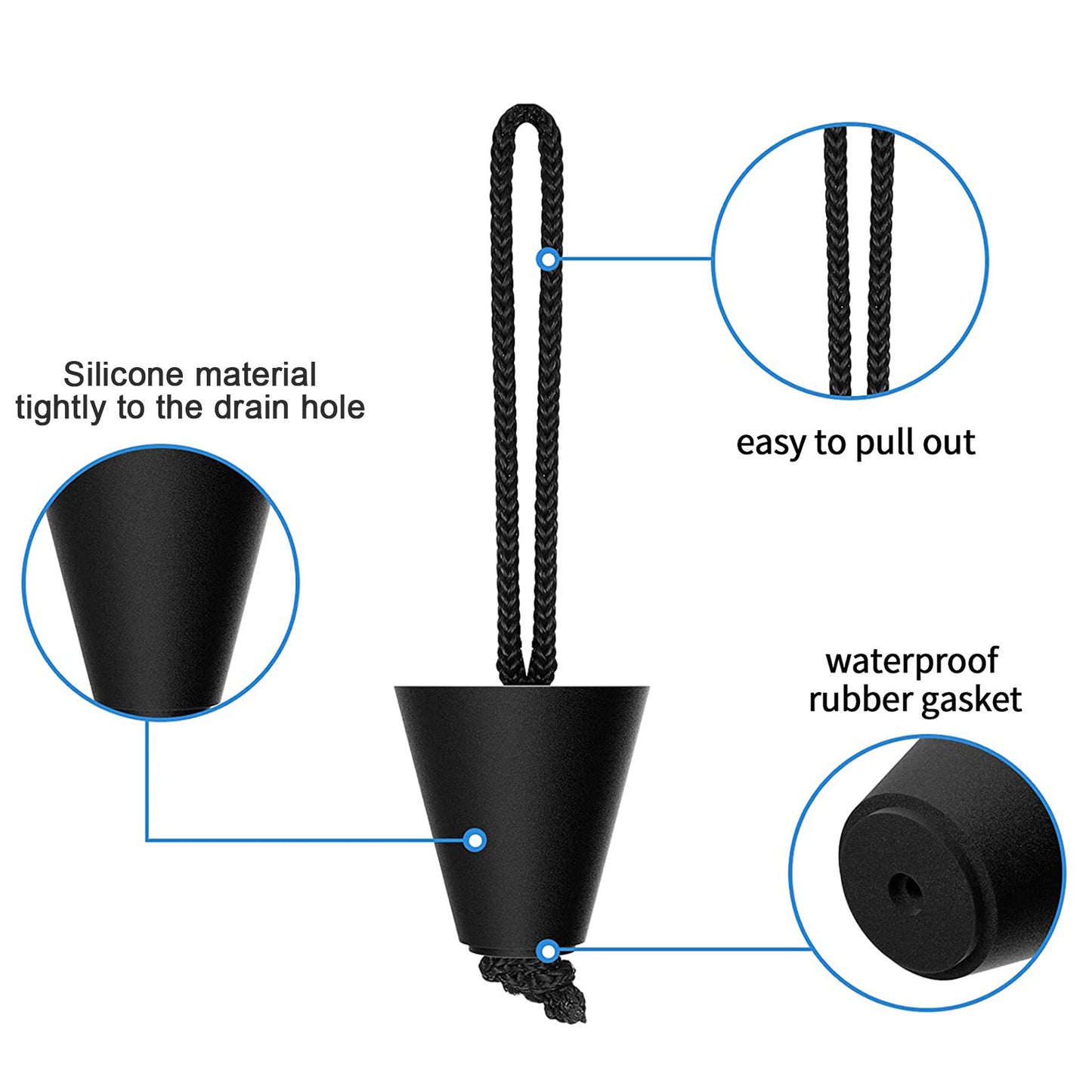 4PCS Silicone Kayak Scupper Plug Kit Canoe Drain Holes Stopper Bung Accessories