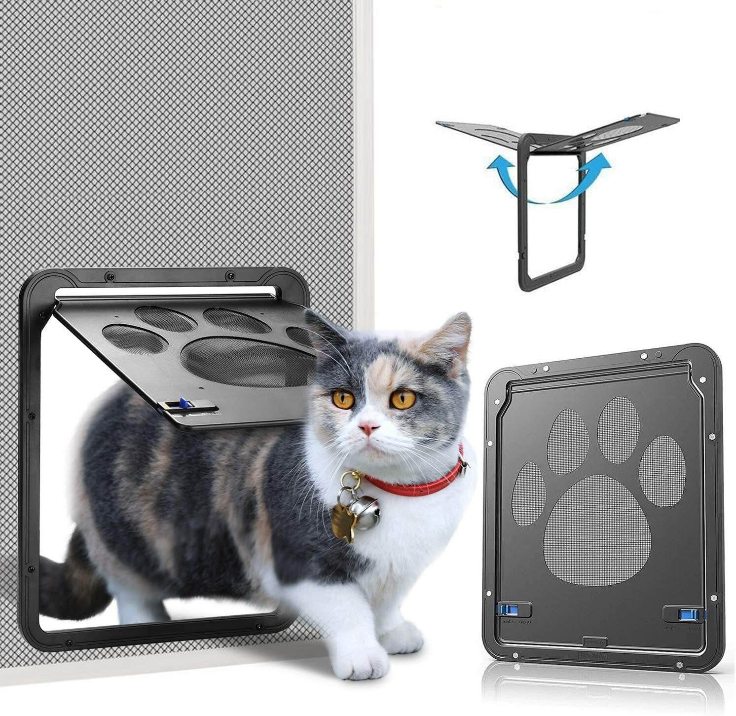 Cat Magnetic Flap Screen Door Pet Puppy Magnetic Lockable Entry Gate Frame