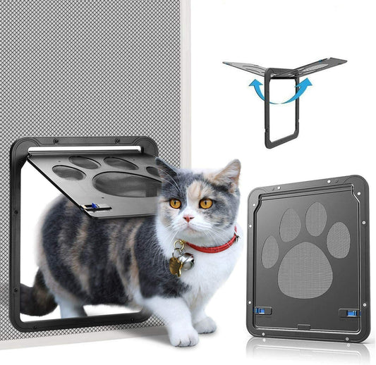Cat Magnetic Flap Screen Door Pet Puppy Magnetic Lockable Entry Gate Frame