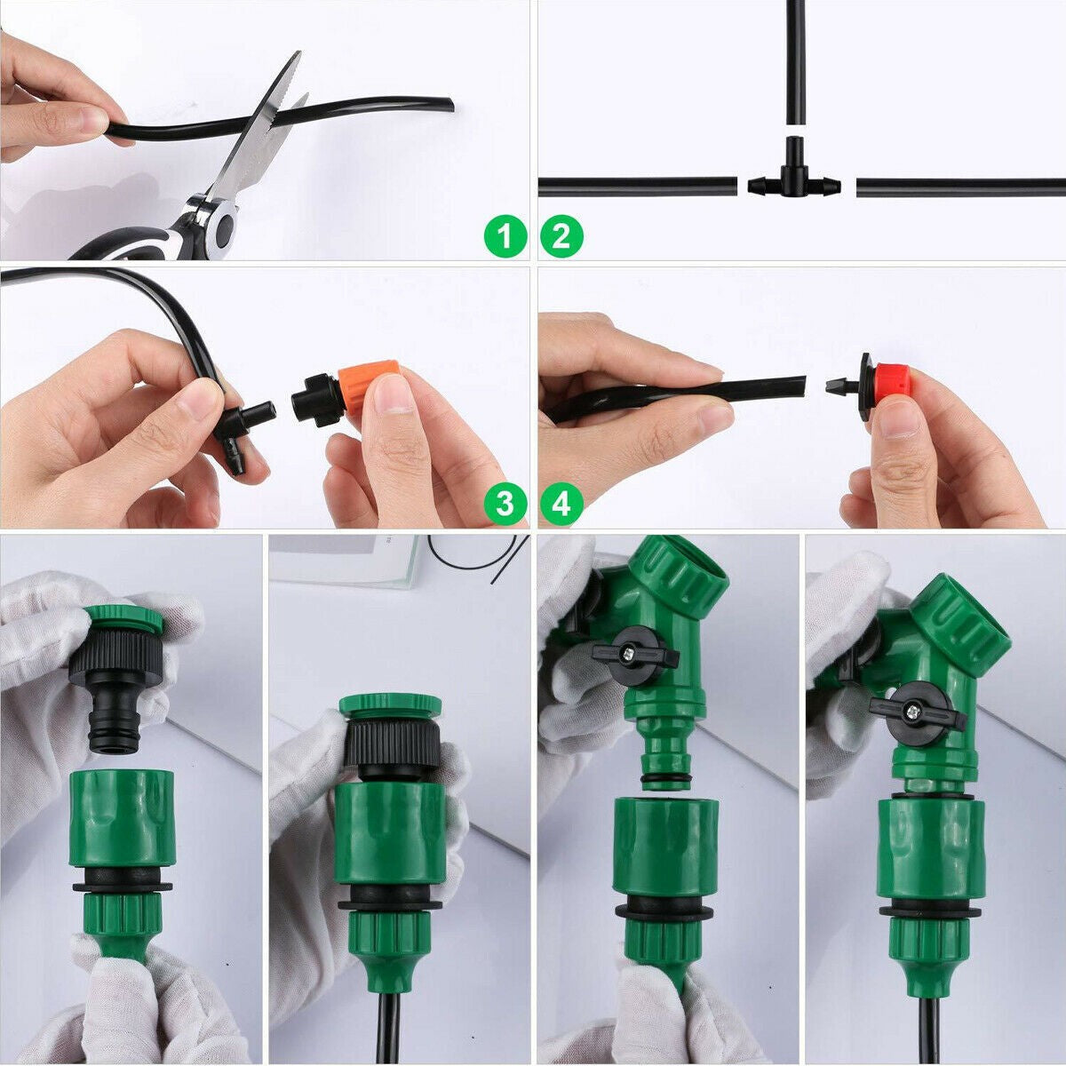 Drip Irrigation System Plant Timer Self Garden Watering Spray Hose Kit 100Ft/30M