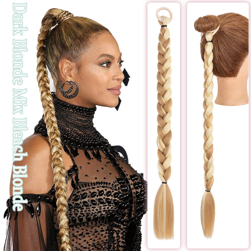 Natural as Human Braids Ponytail Wrap Bubble Thick Braiding Hair Extensions 34In