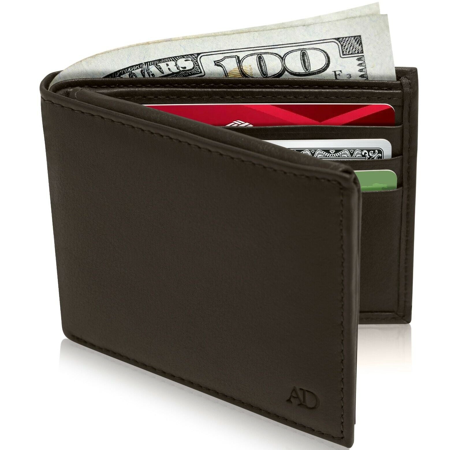 Genuine Leather Minimalist Bifold Wallets for Men RFID Blocking Slim Mens Wallet