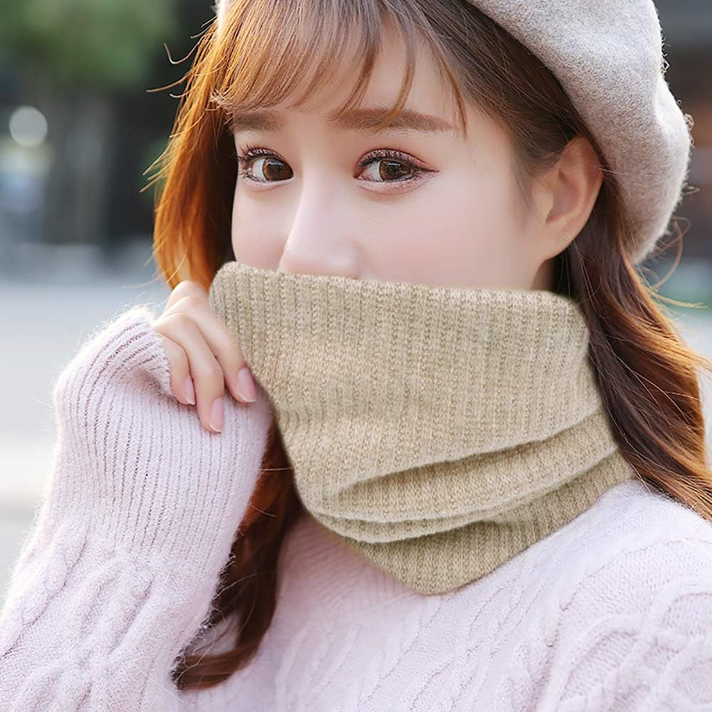 Infinity Scarf Winter Double Layer Neck Warmer Knit Fleece Lined Circle Loop Scarves