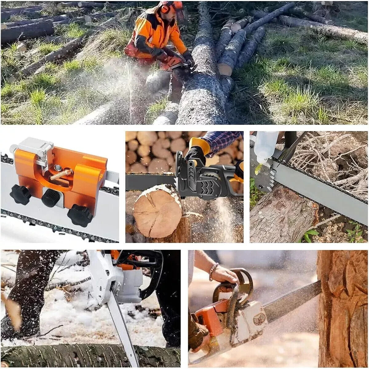 Heavy Duty Chainsaw Chain Sharpening Jig Portable Hand Crank Sharpener Tool Set