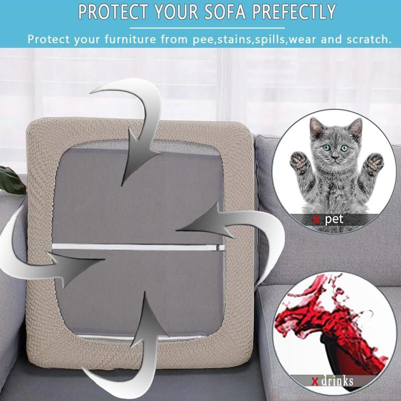 2pcs 100% Waterproof Patio Stretch Sofa Cushion Covers Outdoor Chair Cushion Covers