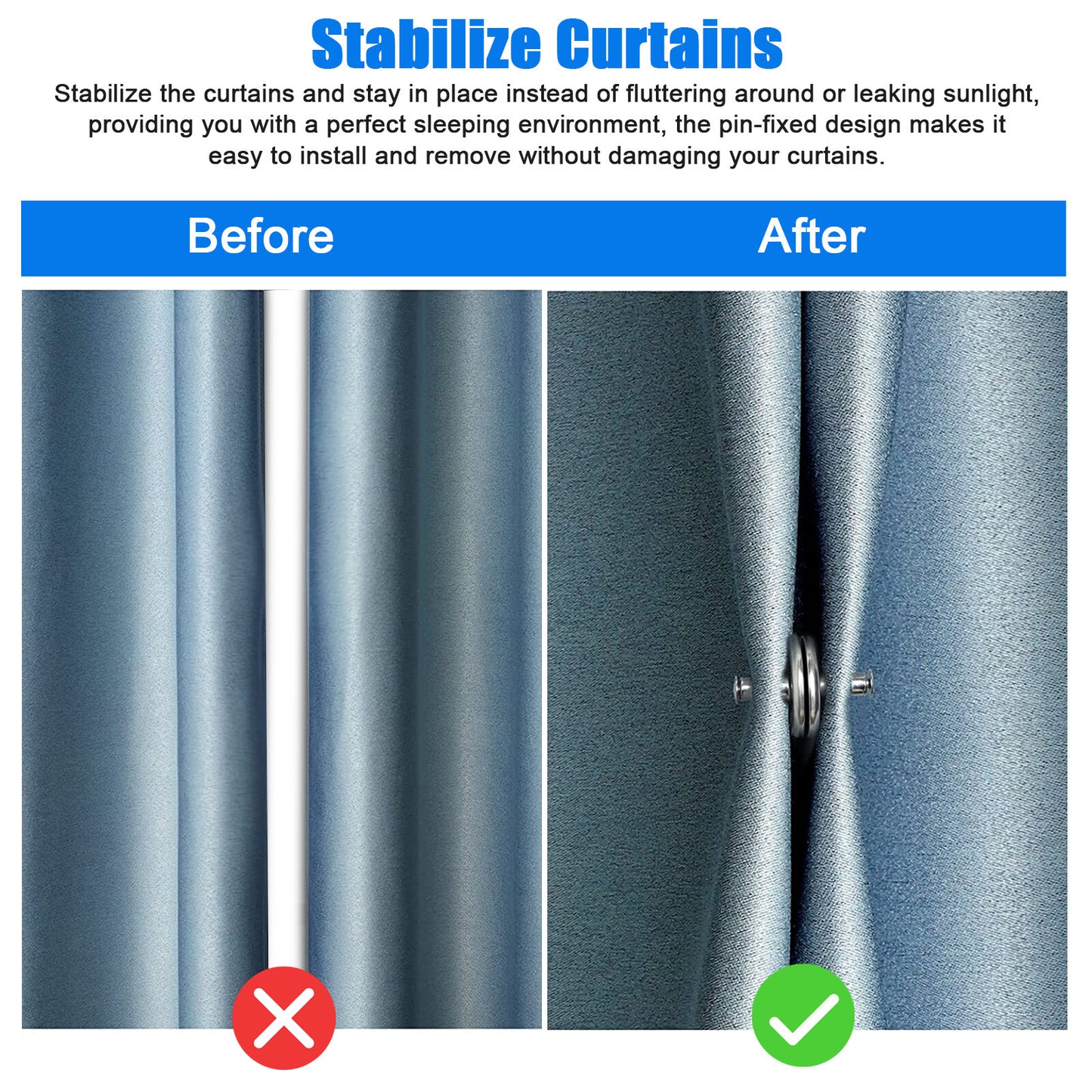 10 Pairs Magnetic Curtain Button Clips Nail Free Buckle Home Anti-Light Leakage