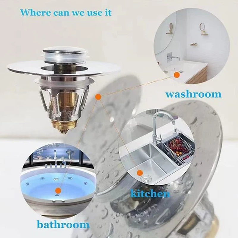 2 in 1 Drain Magic Universal Sink Stopper, Instantly Replace Broken Stoppers USA