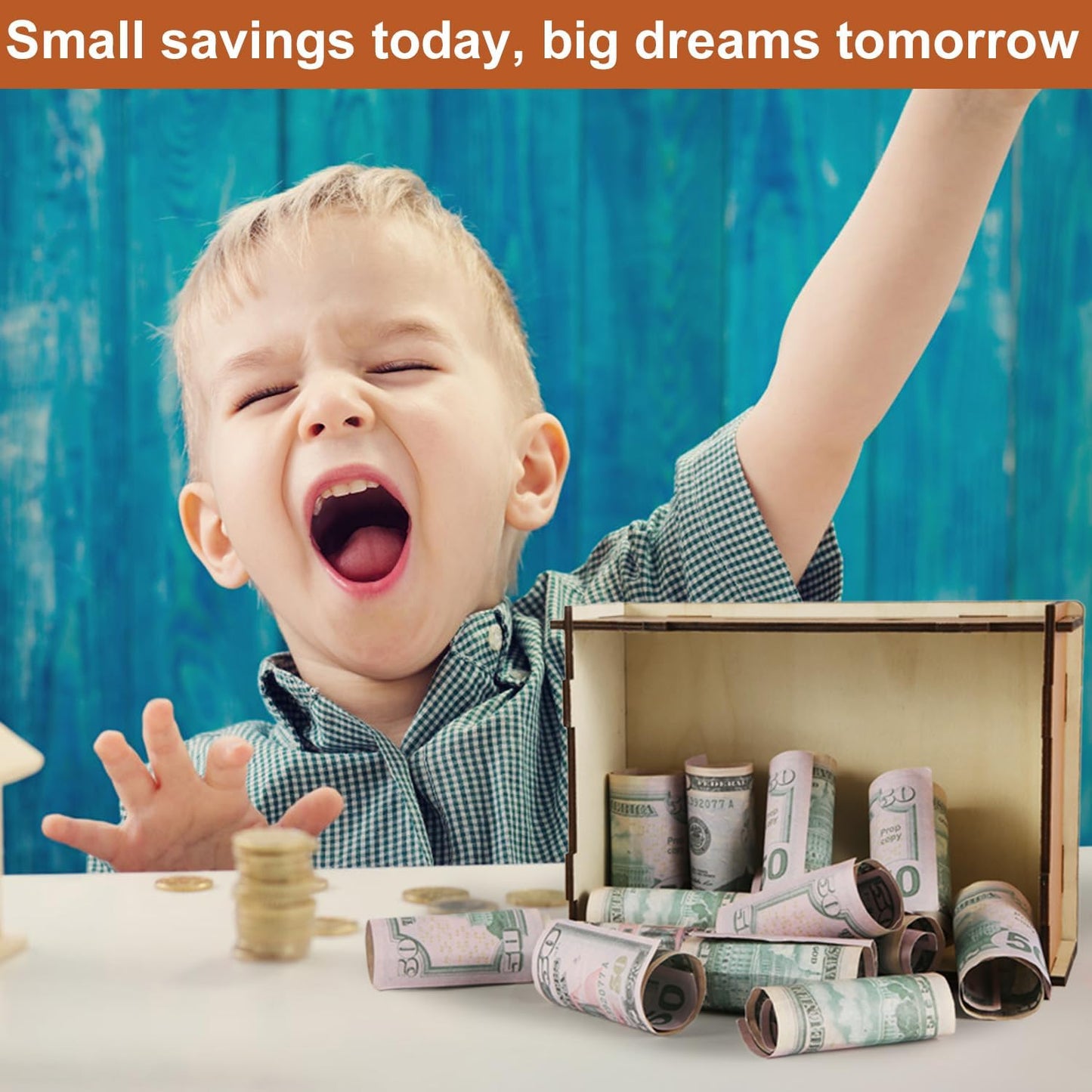  Wooden Savings Box Wooden Cash Cash Vault Saver Money Saving Box with Countdown