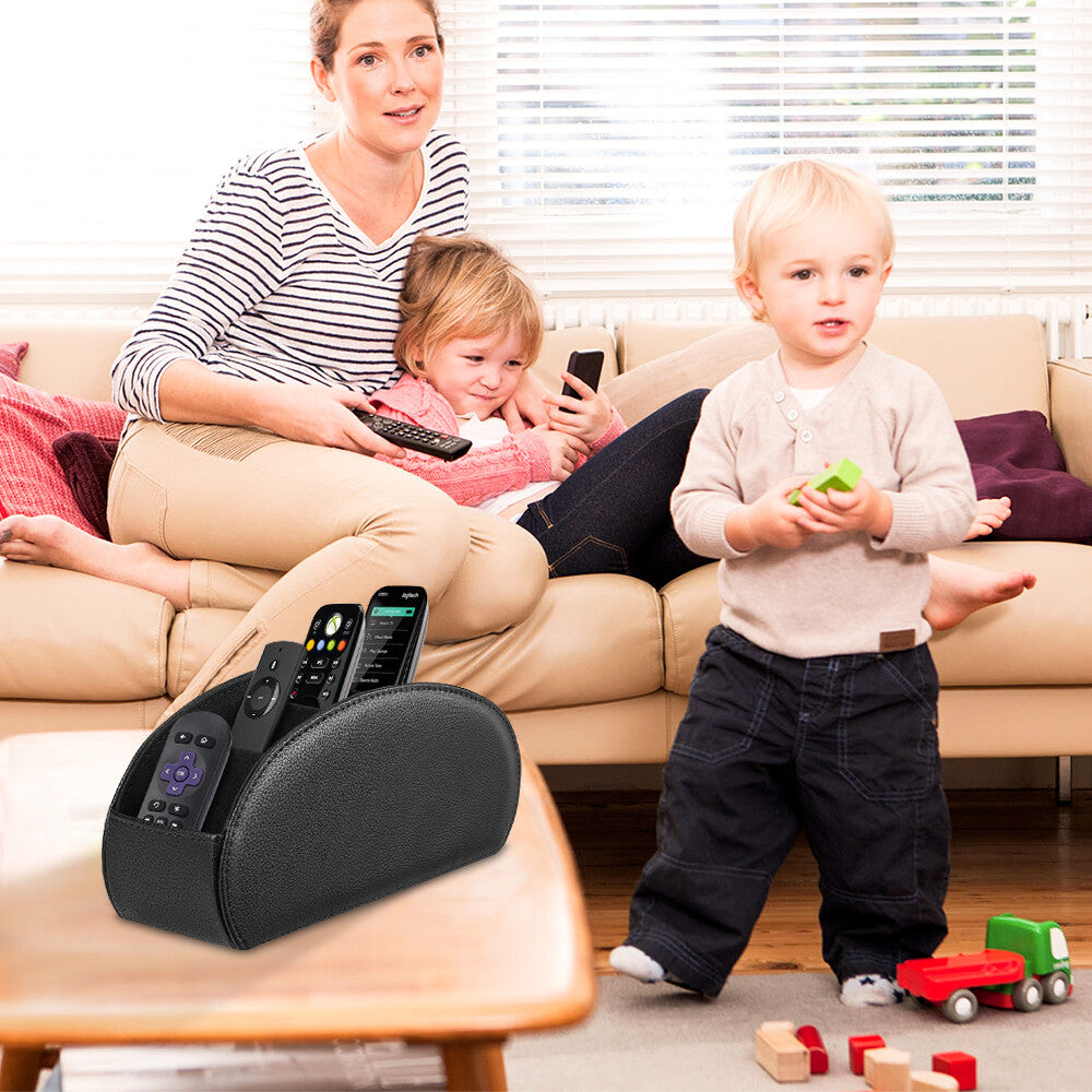 5 Compartments Black Remote Control Holder TV Remote Caddy Desktop Organizer