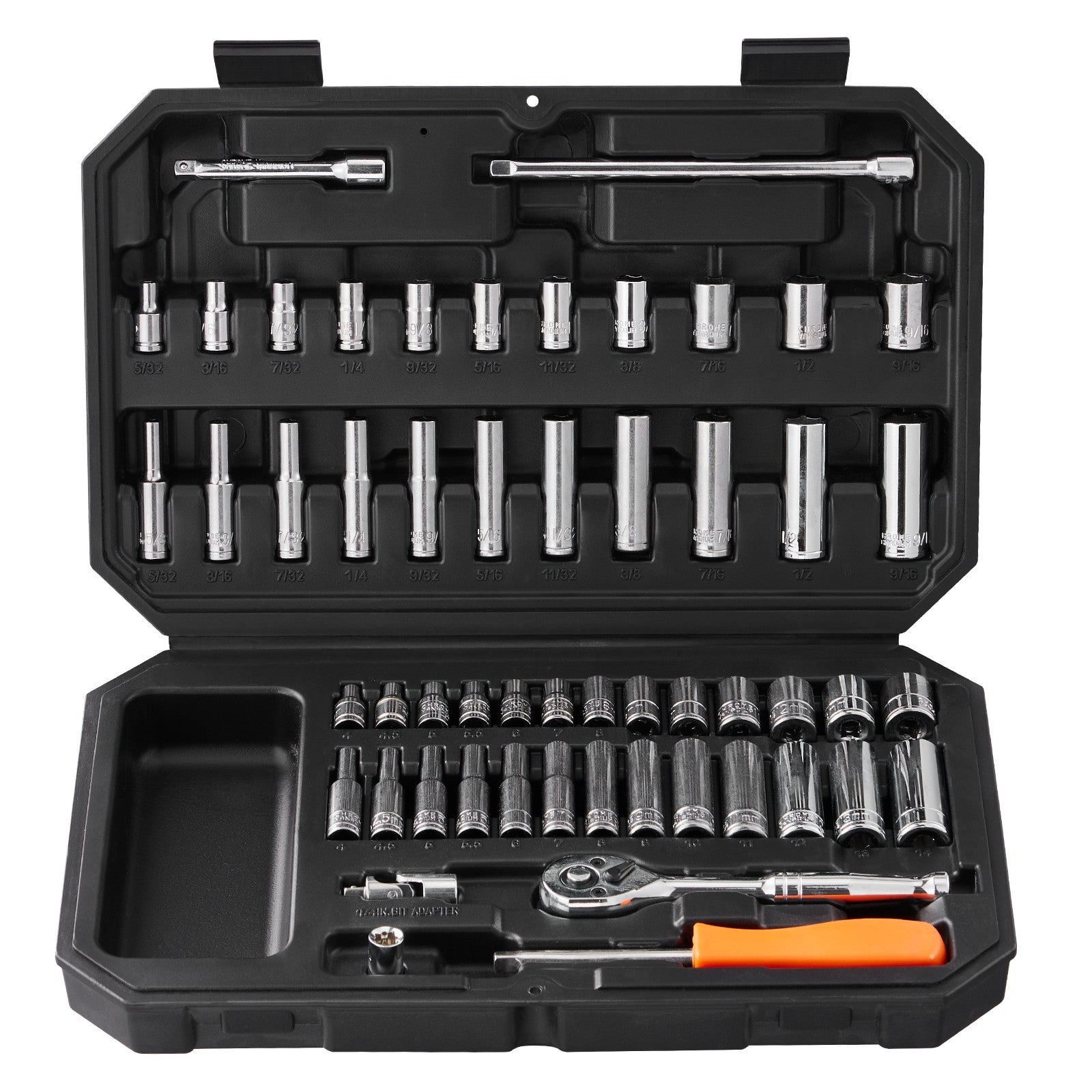 Socket Set 1/4 Inch Drive Socket and Ratchet Set 6-Point 54 Pcs Tool Set