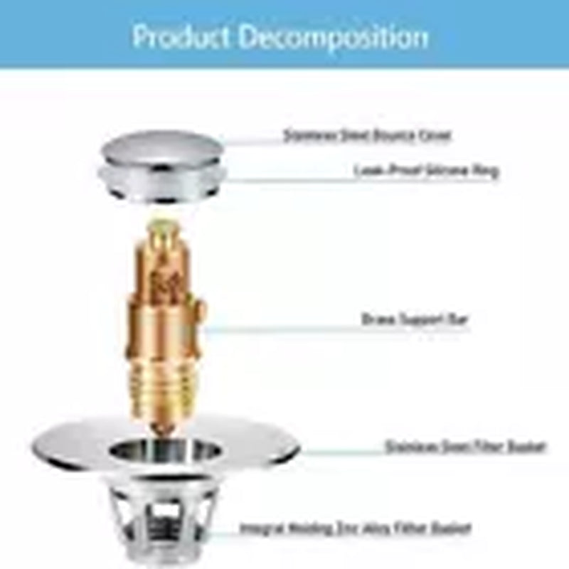 2 in 1 Drain Magic Universal Sink Stopper, Instantly Replace Broken Stoppers USA